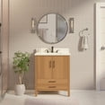thumbnail image 1 of California 30" Bathroom Vanity with Blonde Veneer Cabinet and Matte White Top, 1 of 7