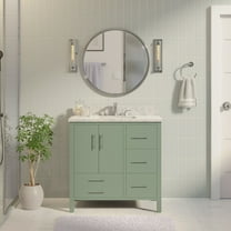 California 36" Bathroom Vanity with Sage Green Cabinet and Carrara Marble Top