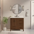 thumbnail image 1 of California 36" Bathroom Vanity with Walnut Cabinet and Carrara Marble Top, 1 of 6
