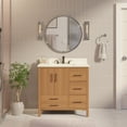 thumbnail image 1 of California 36" Bathroom Vanity with Walnut Veneer Cabinet and Matte White Top, 1 of 7