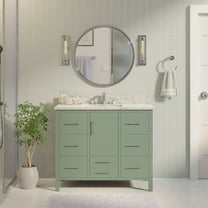 California 42" Bathroom Vanity with Sage Green Cabinet and Carrara Marble Top