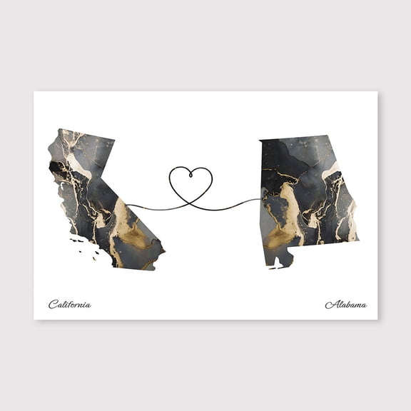 California Alabama Map Canvas Wall Art – Modern Minimalist Geography Print for Home Decor – 8x12 inch