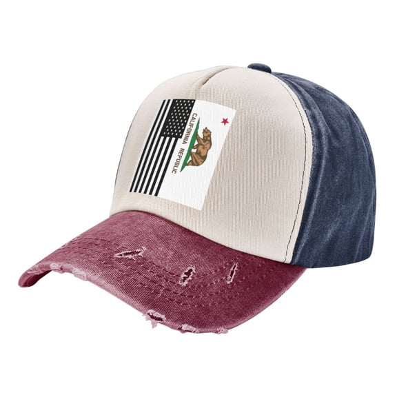 California America Flags Baseball Cap Distressed Adjustable Vintage Cotton Denim Hat for Women Men