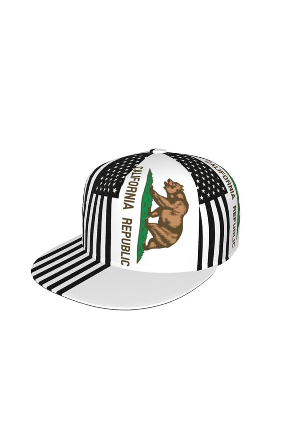 California America Flags Flat Brim Trucker Cap Adjustable Snapback Hat For Men Women