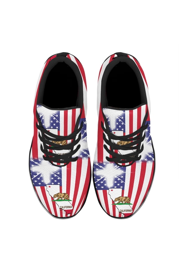 California American Flag Shoes Women's Fashion Sneakers Tennis Running Shoes for Men Women Black Size 6