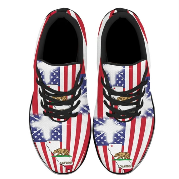 California American Flag Shoes Women's Fashion Sneakers Tennis Running Shoes for Men Women Black Size 8