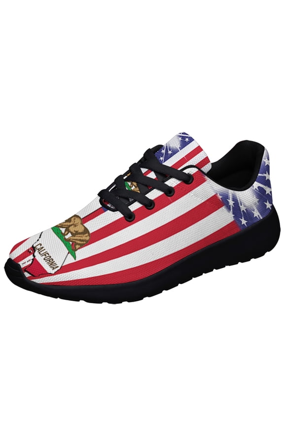 California American flag Shoes Sneakers for Women Men Black Size 10.5
