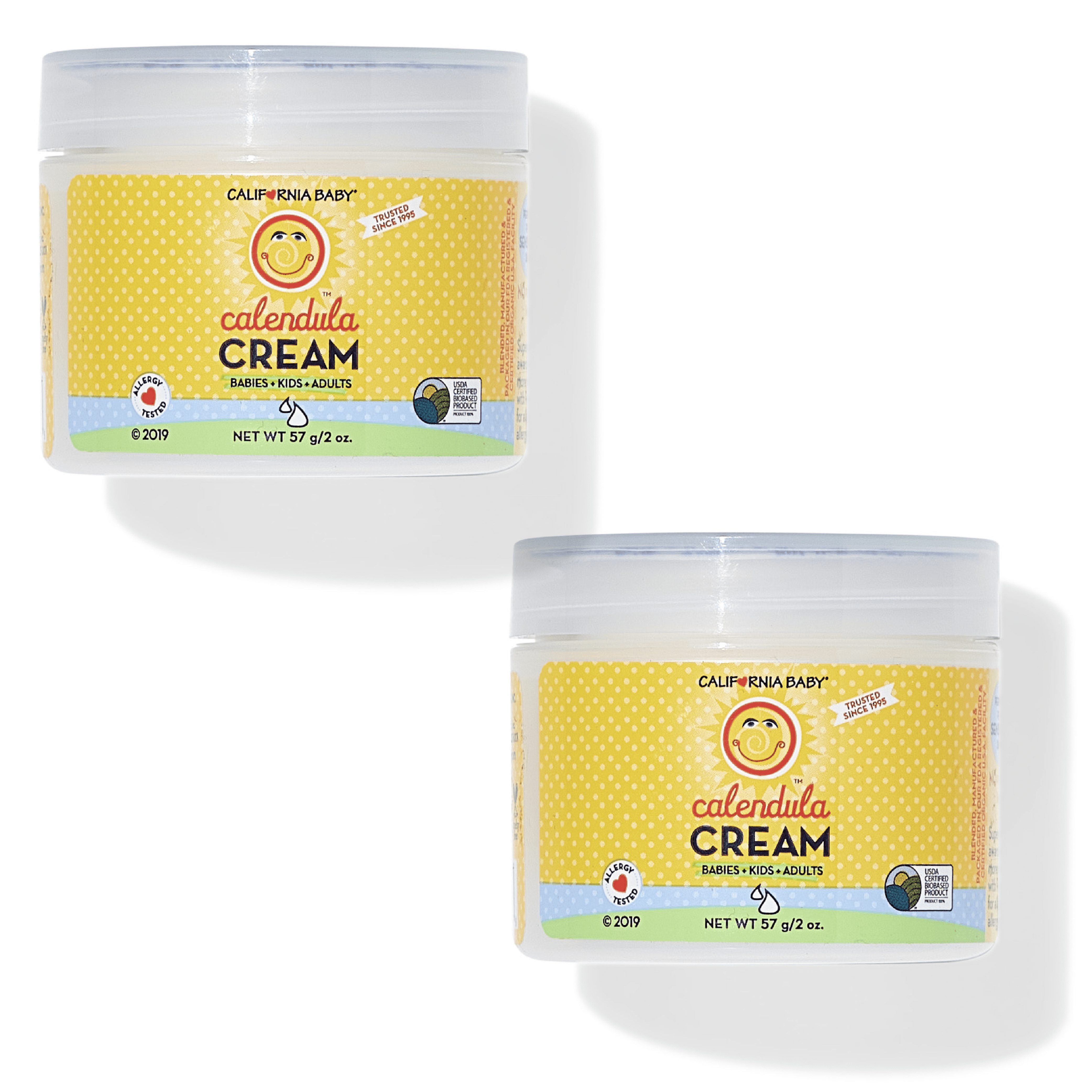 California Baby Calendula Cream | 100% Plant-Based | Super Soothing Moisturizer | 2 oz (2 Pack)