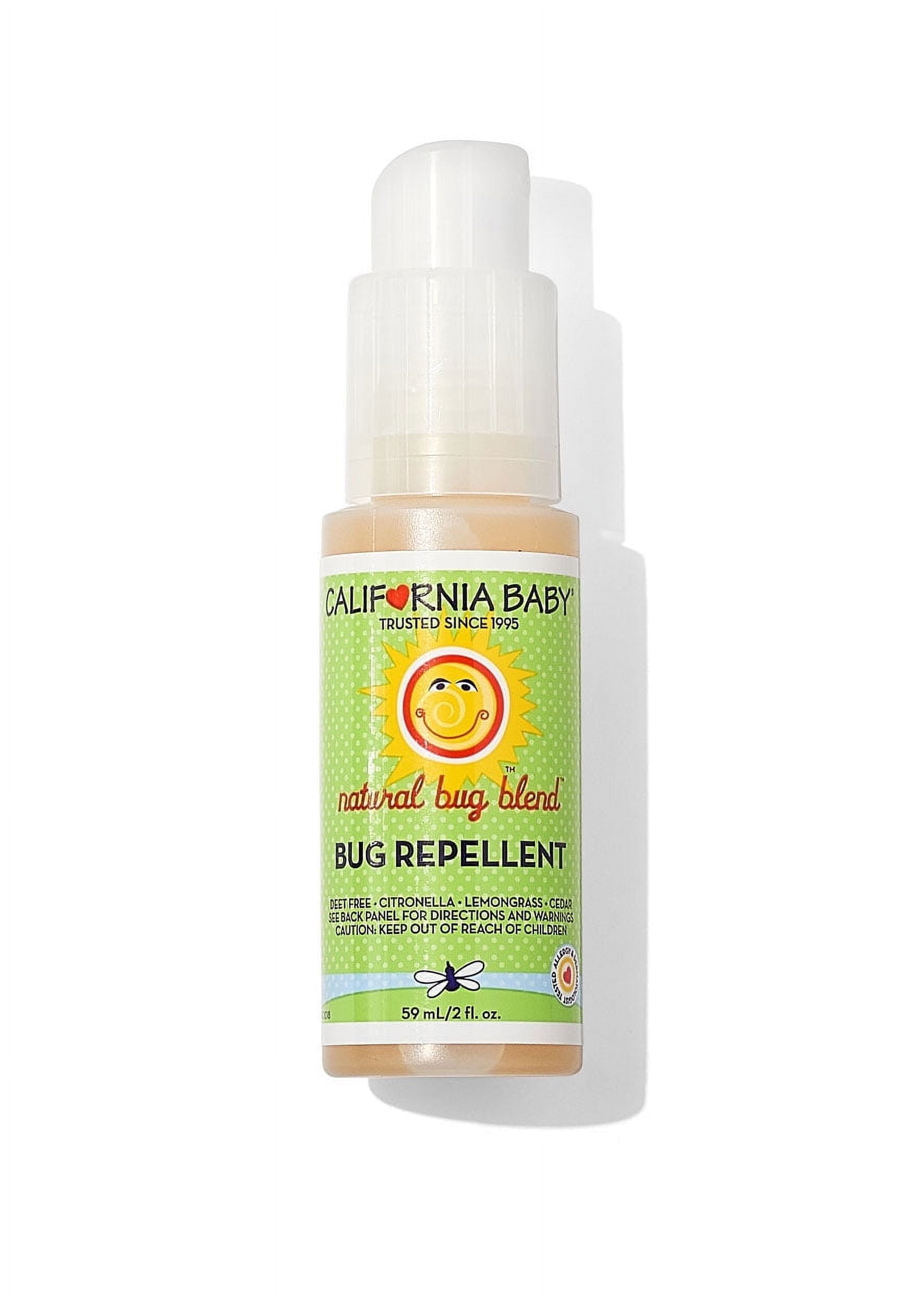California Baby Natural Bug Spray Travel Size | DEET Free Mosquito Repellent | Baby + Kids Bug Spray | Citronella Spray | Great Smell |  59 mL / 2 oz.