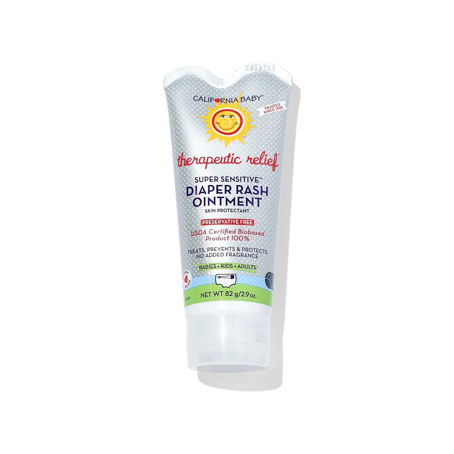 California Baby Super Sensitive Diaper Rash Cream | 100% Bio-Based | Zinc Oxide Ointment | Unscented Diaper Cream | Cloth Diapers Safe | 82 g / 2.9 oz