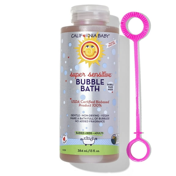 California Baby Super Sensitive Bubble Bath | 100% Plant-Based Kids Bubble Bath | Gentle Unscented Baby Bubble Bath | Free Bubble Wand | 384 mL / 13oz