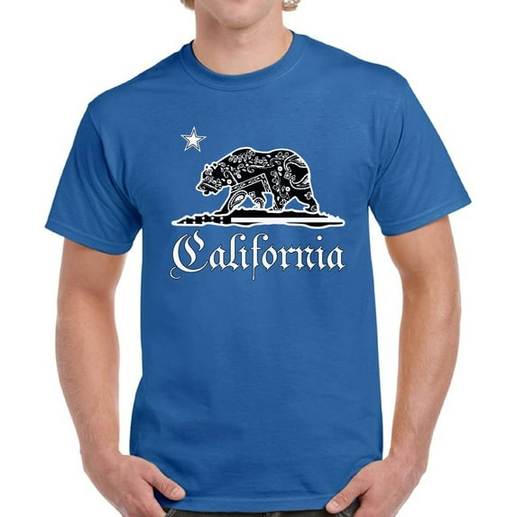 California Bandana Bear T-Shirt for Men - S M L XL 2XL 3XL 4XL 5XL USA State Graphic Tee - California Clothes Collection Funny Cali Gift for Men