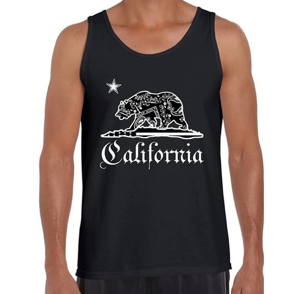 California Bandana Bear USA State Tank Top for Men - S M L XL 2XL California Graphic Tee - Best Patriotic Cali Outfit Tee Top Gift