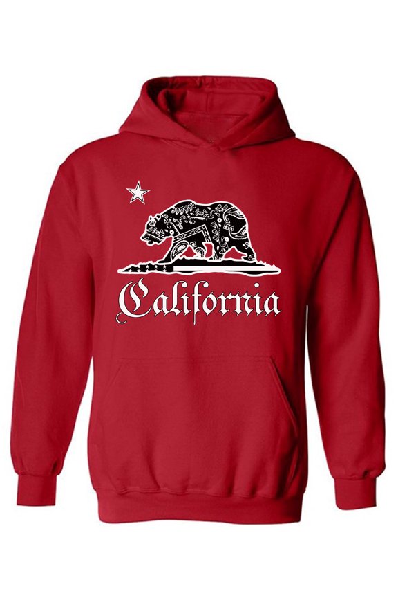 California Bandana Bear Unisex Hooded Sweatshirt - USA State California Republic - Funny Cali Hoodie for Women for Men