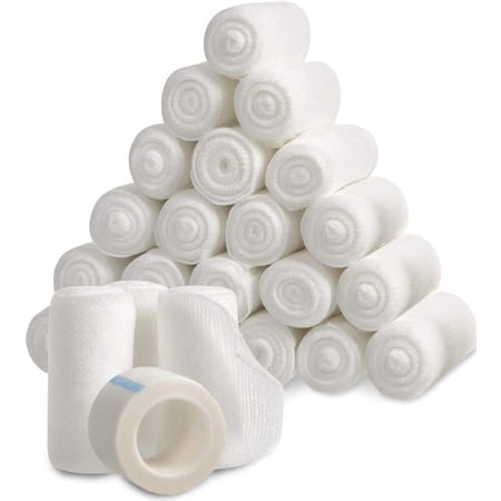 California Basics 2" x 4 yd Gauze Bandage Rolls with Medical Tape, Rolled Gauze Wrap - White Gauze Rolls 36 Pack