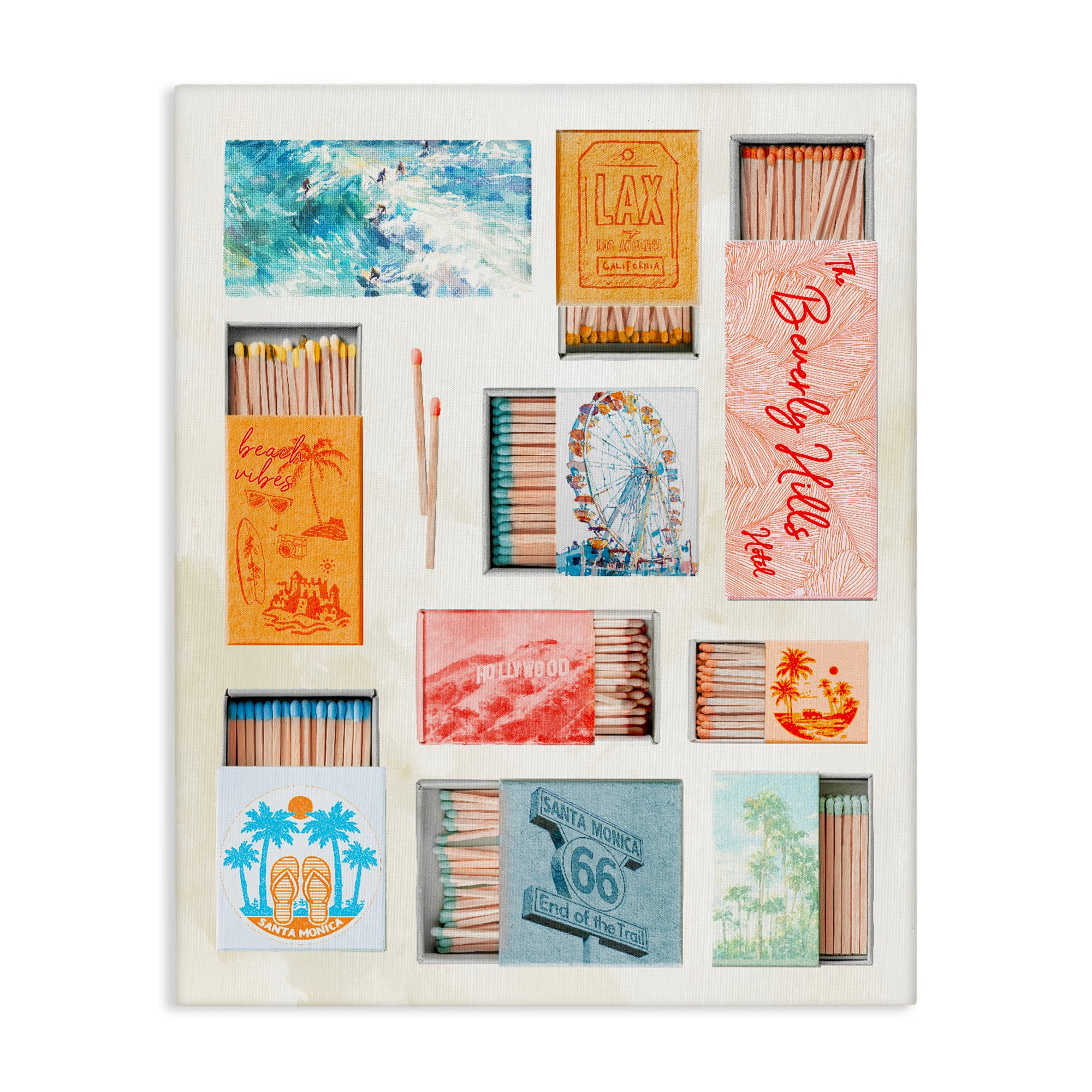 California Beach Matchboxes Canvas Wall Art, design by Ziwei Li