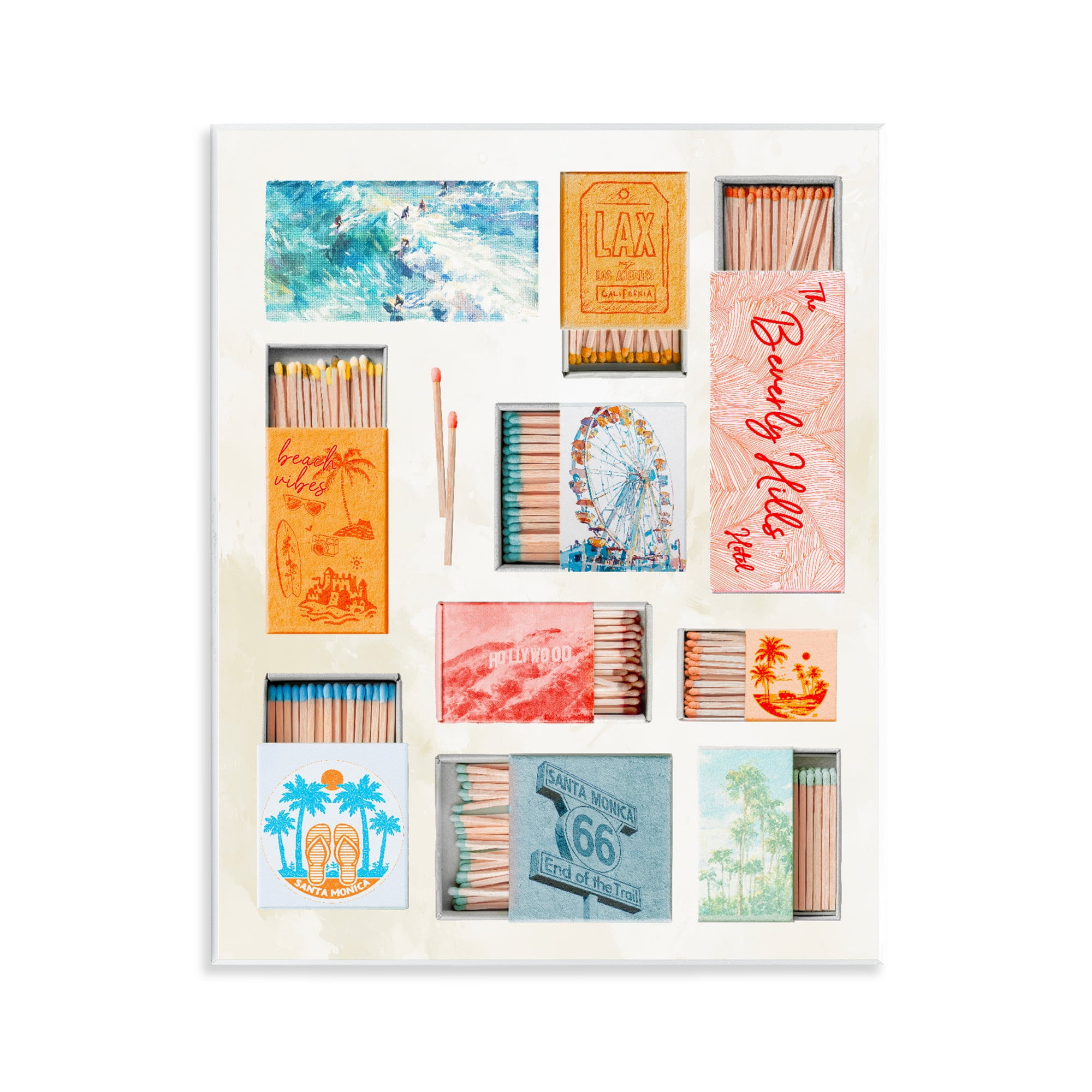 California Beach Matchboxes Wall Plaque Art, design by Ziwei Li