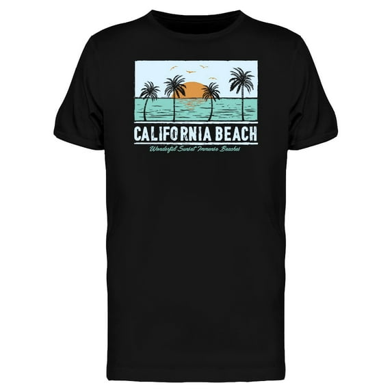 California Beach Palm And Beach T-Shirt Men -Image by Shutterstock, Male Small