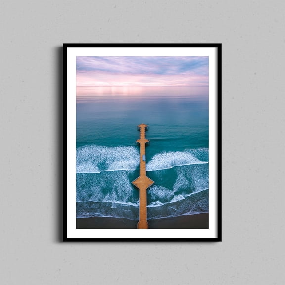 California Beach Sunset Pier Wall Art, Surfing Lifestyle Photography, Coastal Ocean Pastel Photo Print, Housewarming Gift, Poster Only