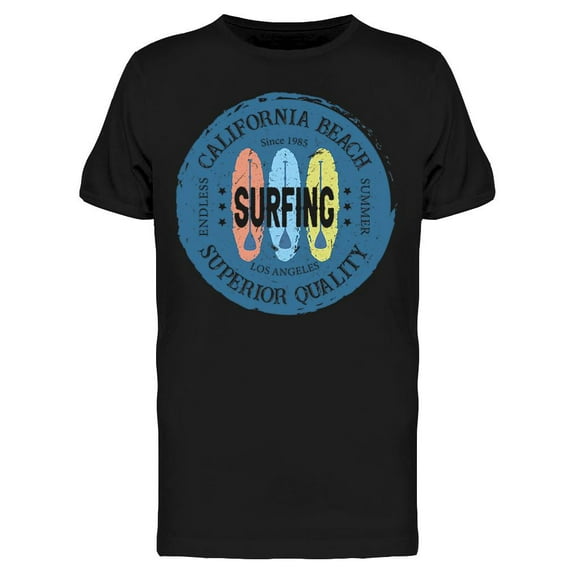 California Beach Surfing T-Shirt Men -Image by Shutterstock, Male 3X-Large