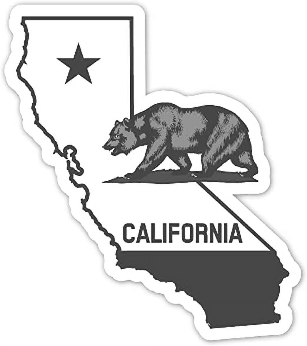 California State Map & Bear Vinyl Decal - 4.5" X 5", High-Quality 3M Bumper Sticker