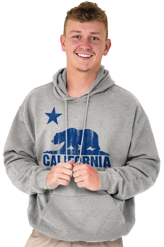 California Bear Distressed CA Flag Hoodie Sweatshirt Women Men Brisco Brands L