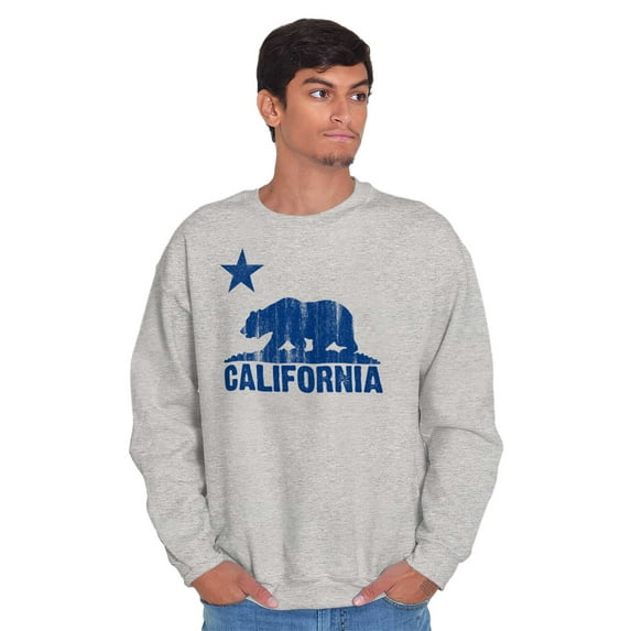 California Bear Distressed CA Flag Sweatshirt for Men or Women Brisco Brands S