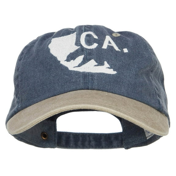 California Bear Embroidered Two Tone Washed Cap - Navy Khaki OSFM