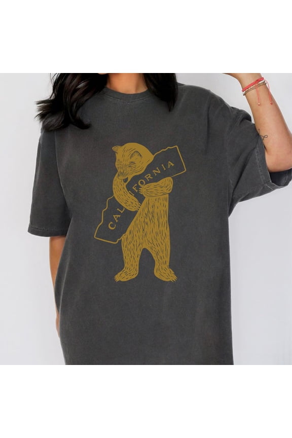 California Bear Graphic Shirt, Golden State Republic Vintage Outline Print, Garment Dyed Heavyweight Cotton Comfort Colors Unisex Cotton T-Shirt, Size S-3XL
