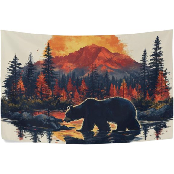 California Bear Landscape Tapestry Wall Hanging Tapestry Personalized Tapestry Throw Dorm Living Room Art Home Decor 90 x 60
