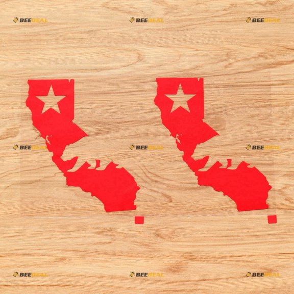 California Bear Map Decal Sticker Vinyl Outline Cali Republic CA - 2 Pack Red, 6 Inches - for Car Boat Laptop Window No Background