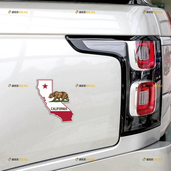 California Bear Map Flag Cali Outline Car Magnet Sticker Magnetic Decal - 2 Pack Reflective 4" 5" - for Truck Door Fridge Reusable Waterproof