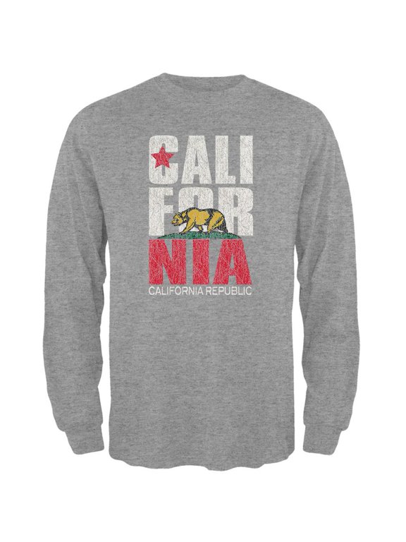 California Bear Mens Long Sleeve T Shirt Sport Grey X-LG