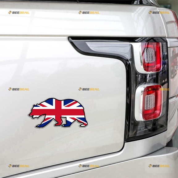 California Bear Union Jack Flag Cali Car Magnet Magnetic Sticker Decal - 2 Pack Reflective 4" - for Truck Door Fridge Reusable Waterproof