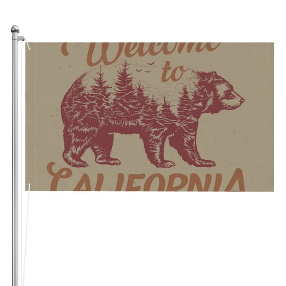 California Bear Vintage Mountain Double Sided Flag 3x5FT Reversible Garden Flag Outdoor Decor for House, Porch, Lawn, Yard, Indoor Wall, Party Decoration