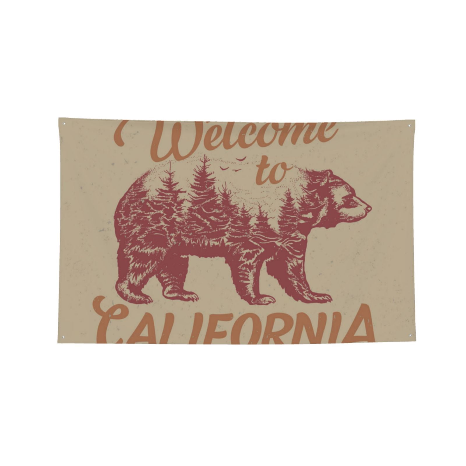 California Bear Vintage Mountain Four Hole Decorated Banner Flag for Garden Yard Home Decoration Indoor Outdoor 4x6 Ft