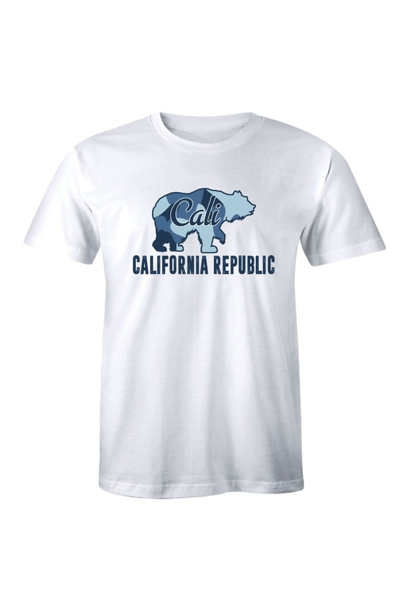California Bear White Cali Souvenir State Map Republic CA Men's T-Shirt