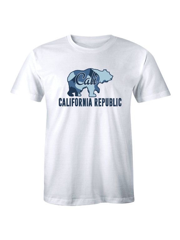 California Bear White Cali Souvenir State Map Republic CA Men's T-Shirt