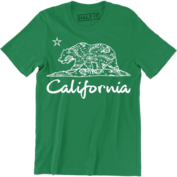 California Bear White Cali Souvenir State Map Republic CA Men's Tee Shirt