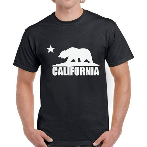 California Bear White T-Shirt for Men - S M L XL 2XL 3XL 4XL 5XL USA State Graphic Tee - California Clothes Collection Funny Cali Gift for Men