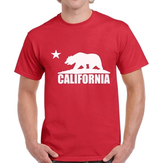 California Bear White T-Shirt for Men - S M L XL 2XL 3XL 4XL 5XL USA State Graphic Tee - California Clothes Collection Funny Cali Gift for Men