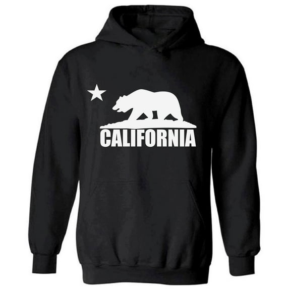 California Bear White Unisex Hooded Sweatshirt - USA State California Republic - Funny Cali Hoodie for Women for Men