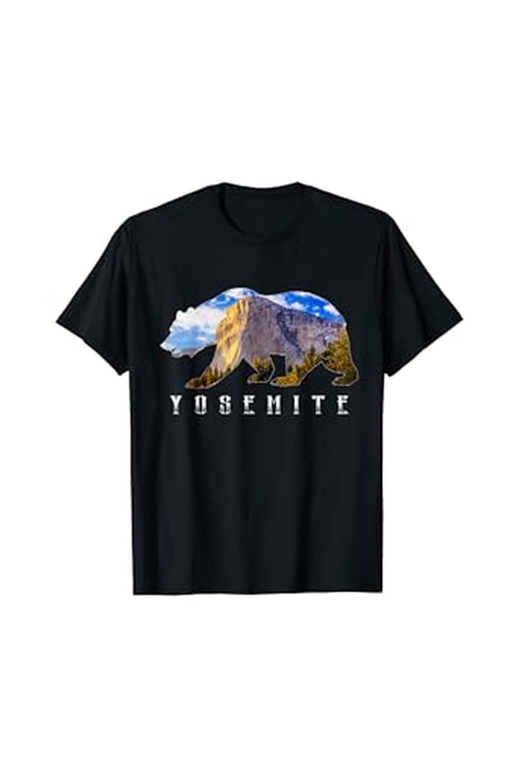 California Bear with Yosemite National Park Image Souvenir T-Shirt, Unisex T-Shirt