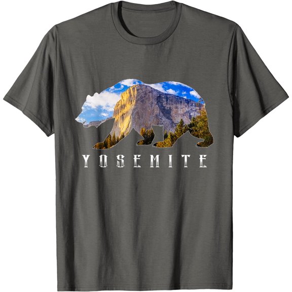 California Bear with Yosemite National Park Image Souvenir Unisex T-Shirt for Men Women Kids Toddler