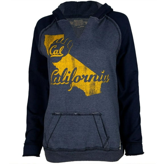 California Bears - Distressed State Juniors Relaxed Slit-Neck Hoodie - Large