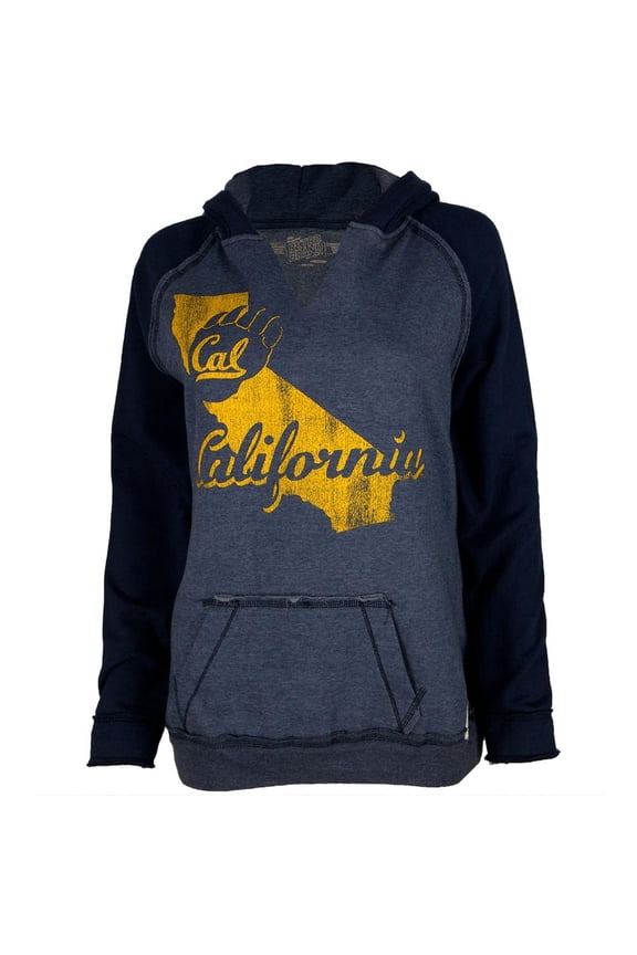 California Bears - Distressed State Juniors Relaxed Slit-Neck Hoodie - Large