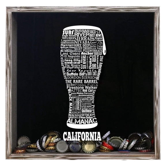 California Beer Typography Shadow Box