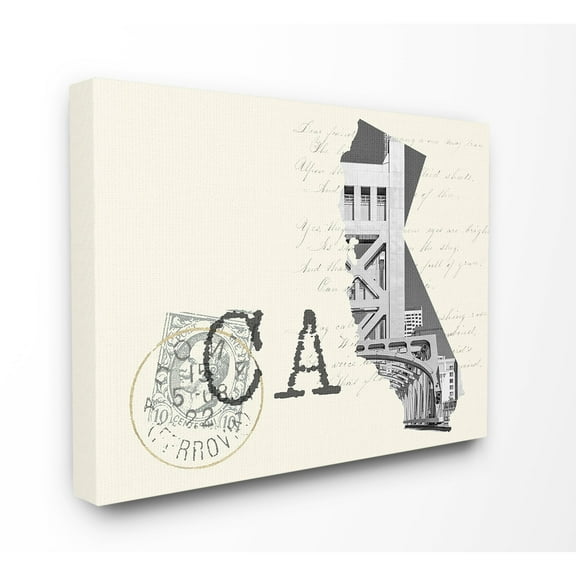 California Black and White Photograph on Cream Paper Postcard Canvas Wall Art