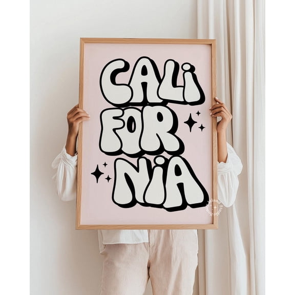 California Bubble Letter Wall Art Funky Dorm Decor