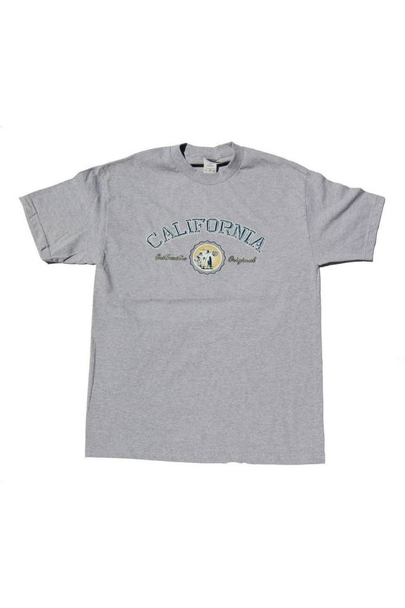 California CA Cotton T-Shirt - Grey, L, Grey